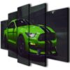 Ford Mustang Gt350 Lime Green - Automative 5 Panel Canvas Art Wall Decor