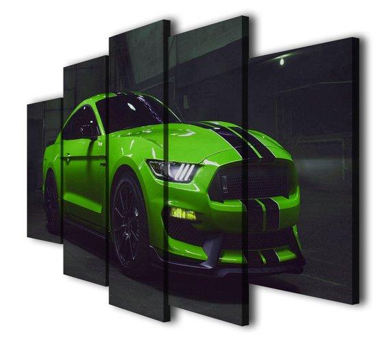 Ford Mustang Gt350 Lime Green - Automative 5 Panel Canvas Art Wall Decor Ford Mustang Gt350 Lime Green - Automative 5 Panel Canvas Art Wall Decor