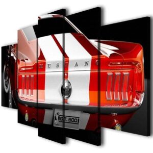 Ford Mustang Gt500 Red - Automative 5 Panel Canvas Art Wall Decor