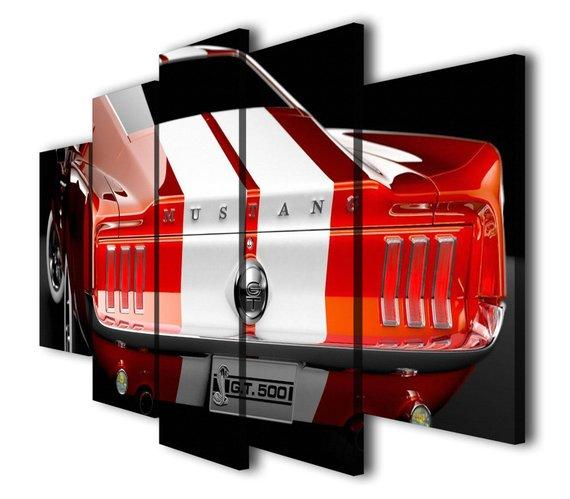 Ford Mustang Gt500 Red - Automative 5 Panel Canvas Art Wall Decor Ford Mustang Gt500 Red - Automative 5 Panel Canvas Art Wall Decor