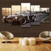Ford Mustang Retro Black Sport Car & Motor - 5 Panel Canvas Art Wall Decor