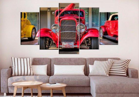 Ford Retro Garage - Automative 5 Panel Canvas Art Wall Decor Ford Retro Garage - Automative 5 Panel Canvas Art Wall Decor