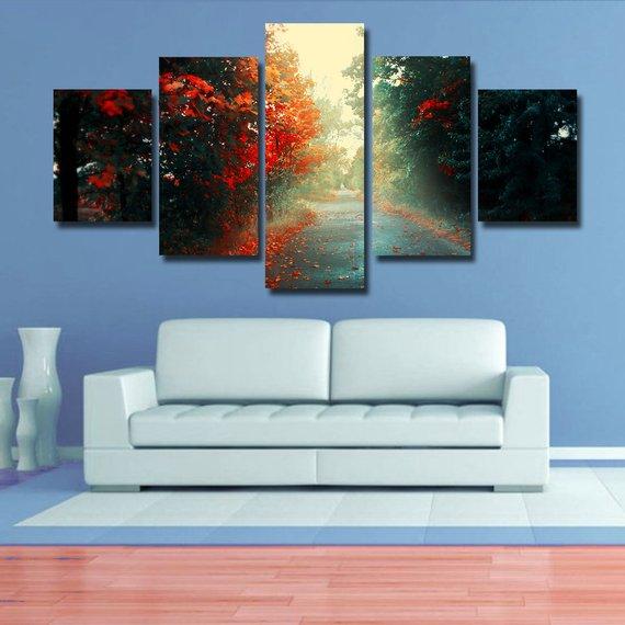 Forest 02 - Nature 5 Panel Canvas Art Wall Decor Forest 02 - Nature 5 Panel Canvas Art Wall Decor