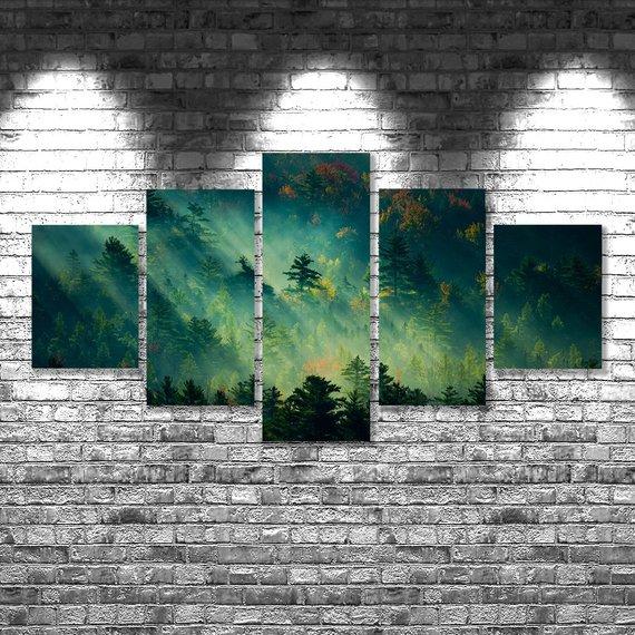 Forest 3 - Nature 5 Panel Canvas Art Wall Decor Forest 3 - Nature 5 Panel Canvas Art Wall Decor