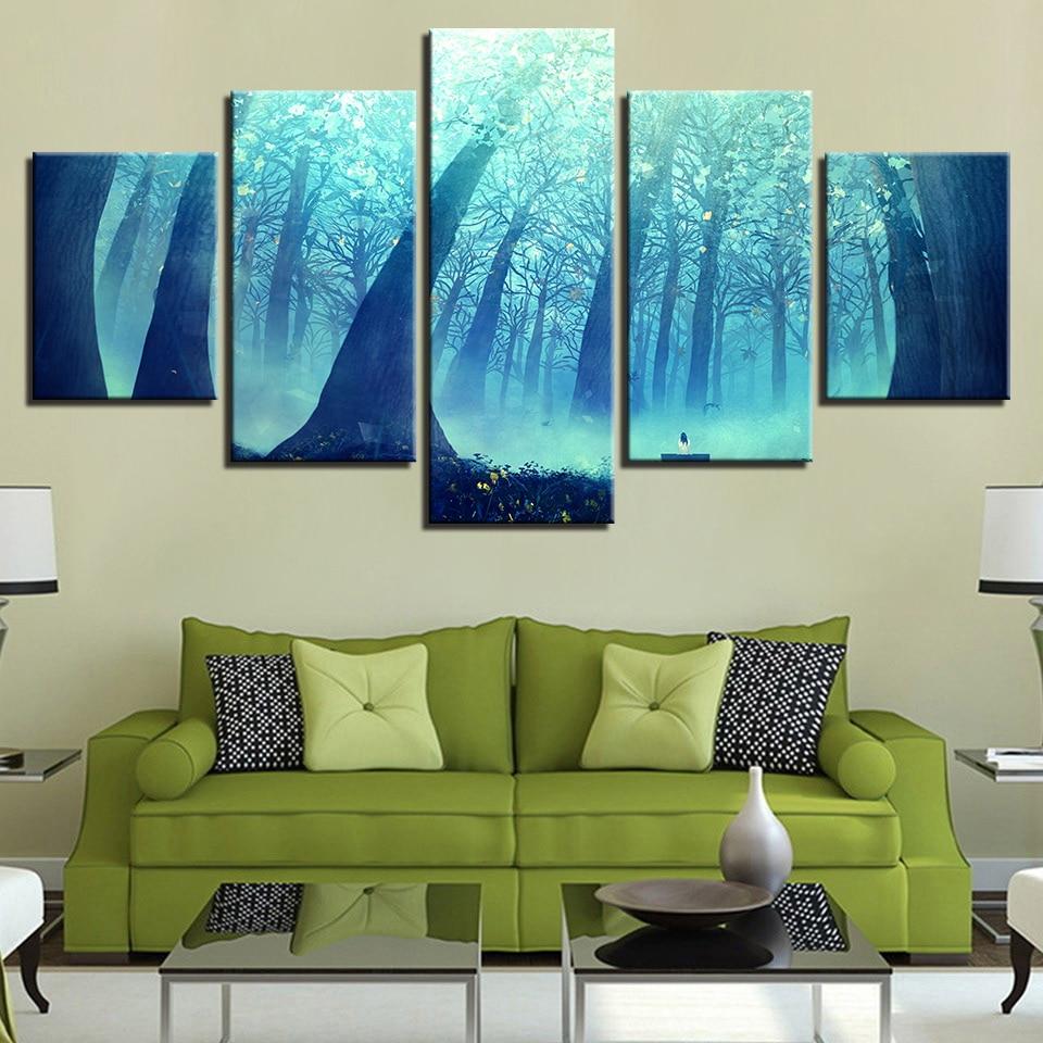 Forest 4 - Nature 5 Panel Canvas Art Wall Decor Forest 4 - Nature 5 Panel Canvas Art Wall Decor