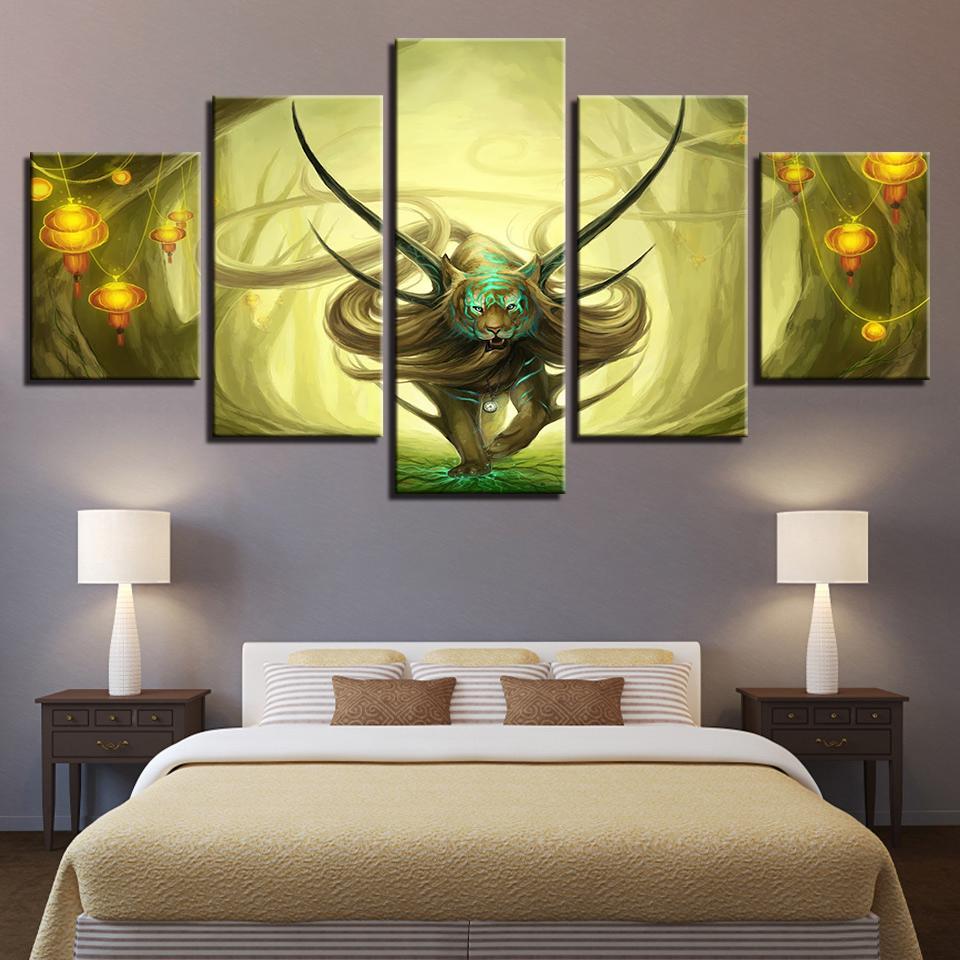 Forest Animal Tiger Angle Abstract - Abstract Animal 5 Panel Canvas Art Wall Decor Forest Animal Tiger Angle Abstract - Abstract Animal 5 Panel Canvas Art Wall Decor