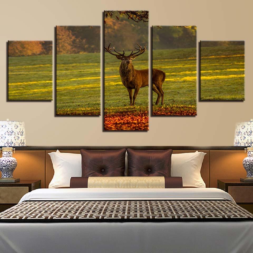 Forest Deer 3 - Animal 5 Panel Canvas Art Wall Decor Forest Deer 3 - Animal 5 Panel Canvas Art Wall Decor