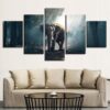 Forest Elephant Wildlife Vintage - Animal 5 Panel Canvas Art Wall Decor