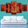 Forest Maple Tree 1 - Nature 5 Panel Canvas Art Wall Decor