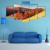 Forest Road In The Autumn - Nature 5 Panel Canvas Art Wall Decor