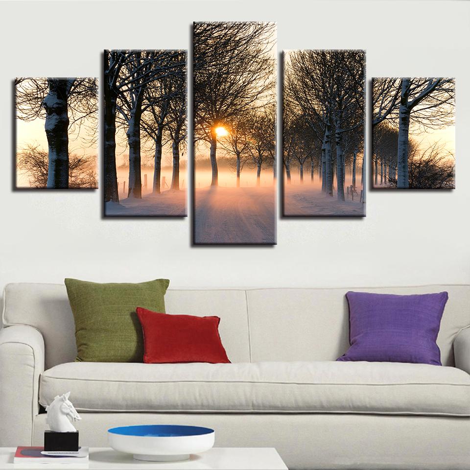 Forest Sunshine 01 - Nature 5 Panel Canvas Art Wall Decor Forest Sunshine 01 - Nature 5 Panel Canvas Art Wall Decor