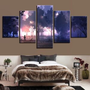 Forest Sunshine 2 - Nature 5 Panel Canvas Art Wall Decor