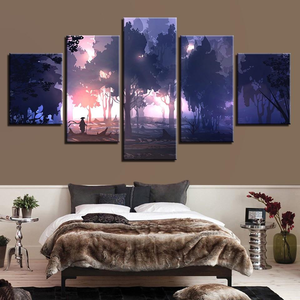 Forest Sunshine 2 - Nature 5 Panel Canvas Art Wall Decor Forest Sunshine 2 - Nature 5 Panel Canvas Art Wall Decor