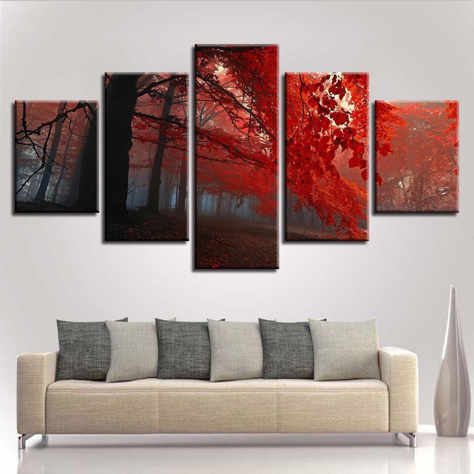 Forest Tree Beautiful 3 - Nature 5 Panel Canvas Art Wall Decor Forest Tree Beautiful 3 - Nature 5 Panel Canvas Art Wall Decor