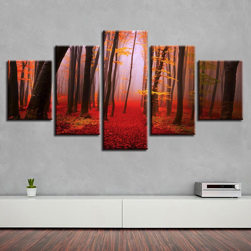 Forest Tree Landscape - Nature 5 Panel Canvas Art Wall Decor Forest Tree Landscape - Nature 5 Panel Canvas Art Wall Decor