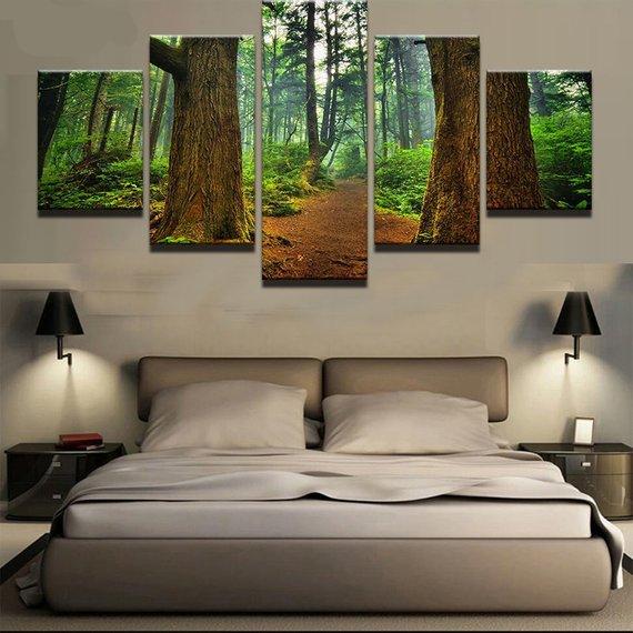 Forest Walk 01 - Nature 5 Panel Canvas Art Wall Decor Forest Walk 01 - Nature 5 Panel Canvas Art Wall Decor
