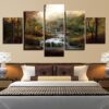 Forest Waterfall 10 - Nature 5 Panel Canvas Art Wall Decor