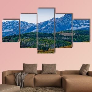 Forest With Mounatain In Dallas - Nature 5 Panel Canvas Art Wall Decor