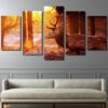 Forest deer - Animal 5 Panel Canvas Art Wall Decor