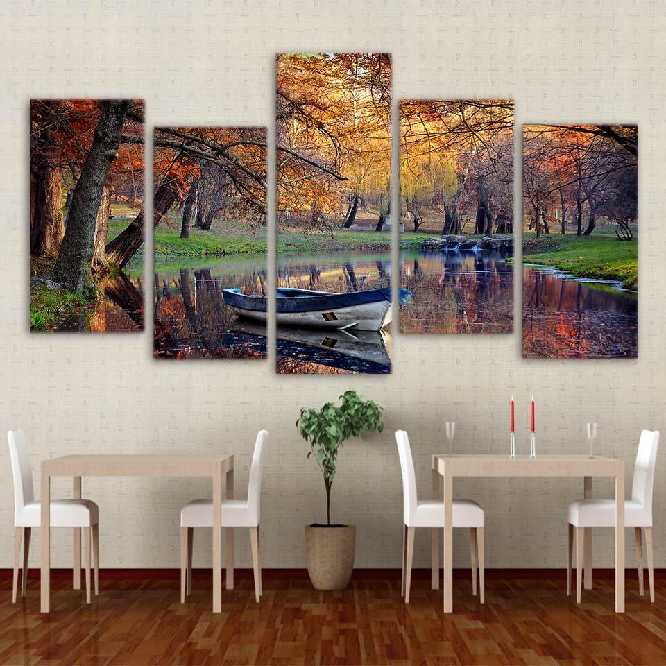Forest water - Nature 5 Panel Canvas Art Wall Decor Forest water - Nature 5 Panel Canvas Art Wall Decor