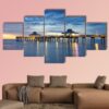 Fort Myers Pier At Sunset In Florida - Nature 5 Panel Canvas Art Wall Decor