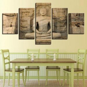 Fortitude Buddha - Religion 5 Panel Canvas Art Wall Decor