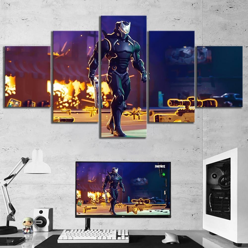Fortnite Background Poster Gaming - 5 Panel Canvas Art Wall Decor Fortnite Background Poster Gaming - 5 Panel Canvas Art Wall Decor