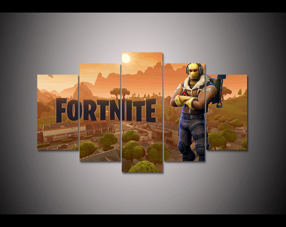Fortnite Battle Royale - Gaming 5 Panel Canvas Art Wall Decor Fortnite Battle Royale - Gaming 5 Panel Canvas Art Wall Decor
