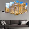 Fountain Di Trevi In Rome Italy - Nature 5 Panel Canvas Art Wall Decor