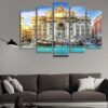 Fountain Di Trevi In Rome - Nature 5 Panel Canvas Art Wall Decor