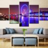 Fountain Ferris Wheel Tower - Nature 5 Panel Canvas Art Wall Decor