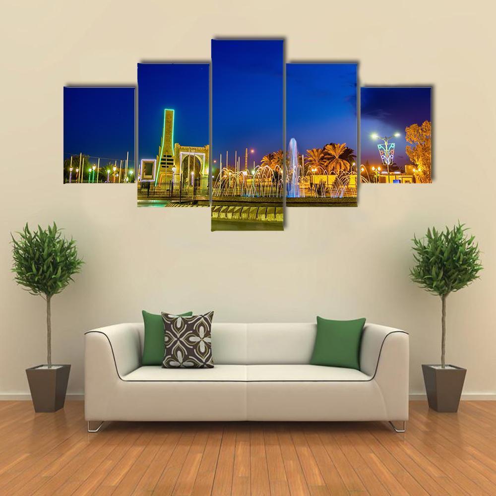 Fountain In Touggourt - Nature 5 Panel Canvas Art Wall Decor Fountain In Touggourt - Nature 5 Panel Canvas Art Wall Decor