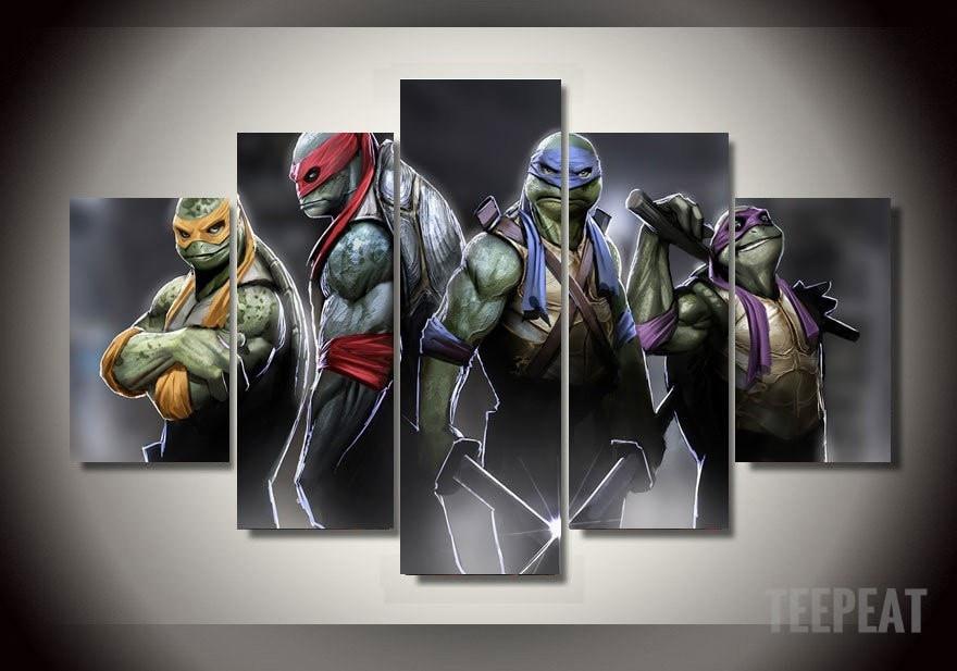 Four Turtles - Movie 5 Panel Canvas Art Wall Decor Four Turtles - Movie 5 Panel Canvas Art Wall Decor