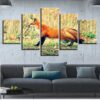 Fox 03 - Animal 5 Panel Canvas Art Wall Decor
