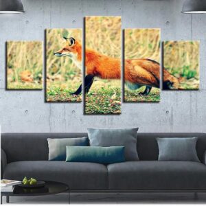 Fox 03 - Animal 5 Panel Canvas Art Wall Decor
