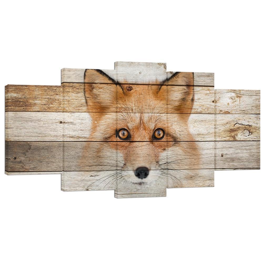 Fox Head Painting Animal - 5 Panel Canvas Art Wall Decor Fox Head Painting Animal - 5 Panel Canvas Art Wall Decor