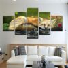 Fox Nap 5 - Animal 5 Panel Canvas Art Wall Decor