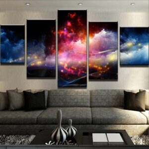 Fractal Clouds - Space 5 Panel Canvas Art Wall Decor