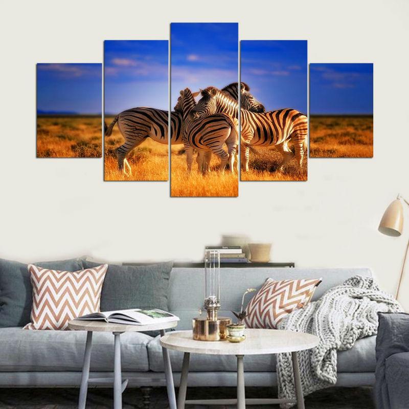 Frames Zebra - Animal 5 Panel Canvas Art Wall Decor Frames Zebra - Animal 5 Panel Canvas Art Wall Decor