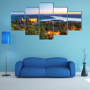 France In Beautiful Evening Light - Nature 5 Panel Canvas Art Wall Decor