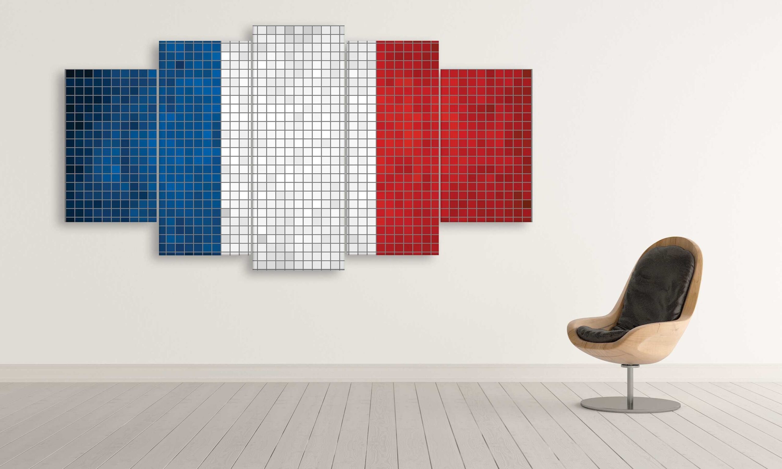 France Mosaics Flag - Abstract 5 Panel Canvas Art Wall Decor France Mosaics Flag - Abstract 5 Panel Canvas Art Wall Decor