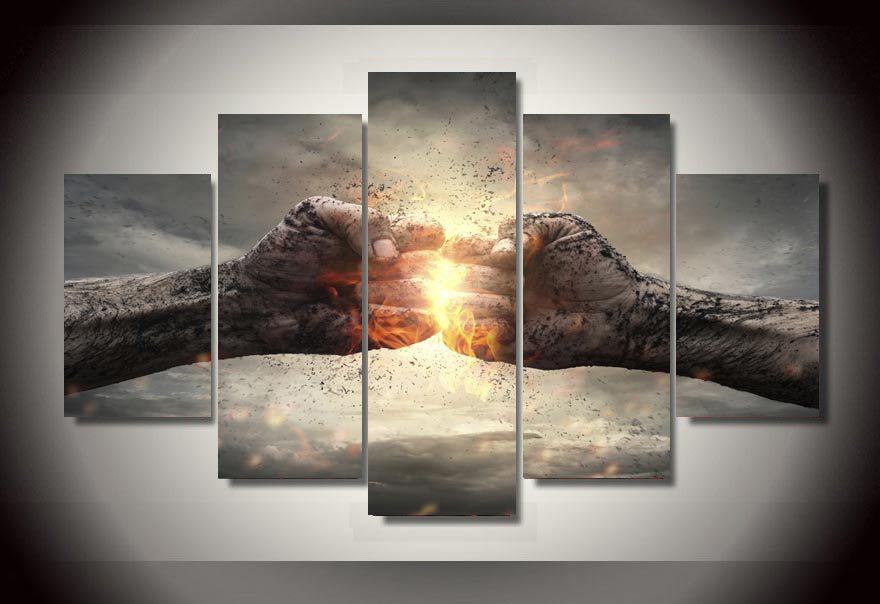 Freedom Fighters Fire - Abstract 5 Panel Canvas Art Wall Decor Freedom Fighters Fire - Abstract 5 Panel Canvas Art Wall Decor