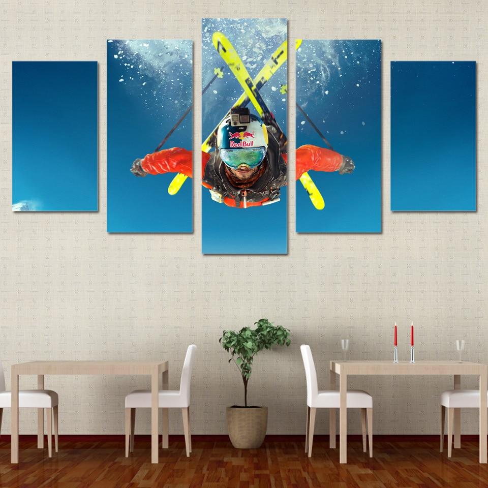 Freestyle Skiing - Sport 5 Panel Canvas Art Wall Decor Freestyle Skiing - Sport 5 Panel Canvas Art Wall Decor