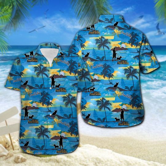 French Bulldog Hawaiian Shirt Summer Button Up French Bulldog Hawaiian Shirt Summer Button Up