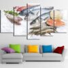 Fresh Fish Seafood Market - Fishing 5 Panel Canvas Art Wall Decor