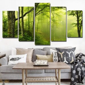Fresh Forest - Nature 5 Panel Canvas Art Wall Decor