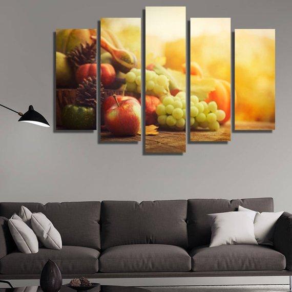 Fresh Fruit - Kitchen 5 Panel Canvas Art Wall Decor Fresh Fruit - Kitchen 5 Panel Canvas Art Wall Decor