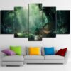 Fresh Magic Forest Deers - Abstract Nature 5 Panel Canvas Art Wall Decor