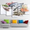 Fresh Seafood Fish Shrimps Food - Kitchen 5 Panel Canvas Art Wall Decor