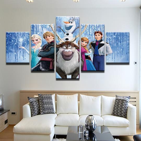 Frozen - Cartoon 5 Panel Canvas Art Wall Decor Frozen - Cartoon 5 Panel Canvas Art Wall Decor